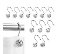 Crochet pour rideau de douche 12 anneaux avec boule creuse antirouille pour tringle