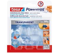 Crochet - Powerstrips - déco - supporte 0.2 Kg - transparent - lot de 5