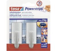 Tesa 580550000403 Powerstrips Pack de 2 Crochets design avec 4 Languettes Gris