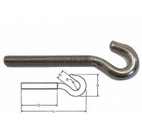 Crochet tige filetée M6 mm inox 304 Longueur 77mm