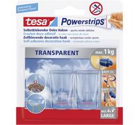 Crochet - Powerstrips - déco - supporte 1 Kg - transparent - lot de 2
