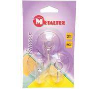 Metaltex - Crochet ventouse - lot de 3 - diamètre 5 cm - transparent - inox