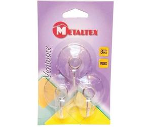 Crochet ventouse - METALTEX - lot de 3 - diamètre 5 cm - transparent - inox