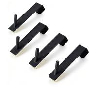 Crochets à serviettes noirs, lot de 4, crochets de douche en acier inoxydable de 12,5 cm pour parois en verre, aucun perçage nécessaire, adaptés à des parois en verre d'une épaisseur ≤ 10 mm - Crochet