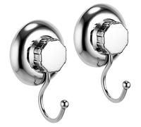 Crochets à ventouse, lot de 2 – Fixation sans perçage – Lot de 2 crochets à vêtements – Acier inoxydable – Rangement pour la cuisine et la salle de bains – Lot de 2