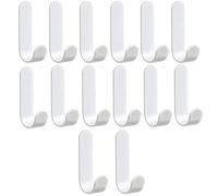 Crochets adhésifs blancs, lot de 12, crochets adhésifs pour serviettes en acier inoxydable, support pour serviettes sans perçage, crochets muraux avec bandes adhésives 3M pour la salle de bains et la