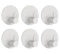 Crochets adhésifs blancs, lot de 6, crochets adhésifs ultra-résistants en acier inoxydable 304, installation sans perçage, crochets muraux adhésifs pour la cuisine, la salle de bains, la chambre à cou