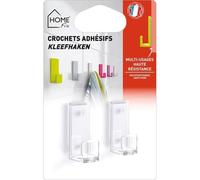 Crochets adhésifs - HOME FIX - Petit modèle - Lot de 2 - Haute résistance - Cristal