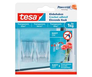 Crochets adhésifs Tesa pour verre et surface transparente - Lot de 2