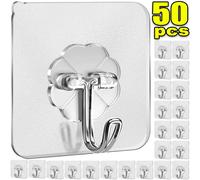 Crochets auto-adhésifs transparents en acier inoxydable, 5/50 pièces, cintre de rangement de clés pour cuisine, salle de bains, porte murale multifonction 50pcs