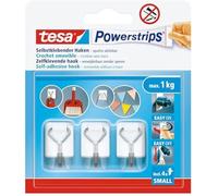 Crochets Autocollants - TESA - Powerstrips - Blanc - Réutilisables - Support jusqu'à 1 kg