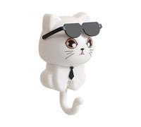 Crochets de chat | mural mignon avec lunettes de | Crochet décoratif adhésif | Crochet de gravité créatif | Chat de dessin animé dans les lunettes de soleil | Crochets pour