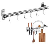 Crochets de cuisine en acier inoxydable, barre de suspension multifonctionnelle à double barre, 40 cm