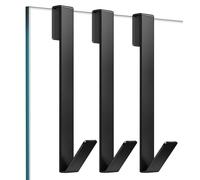 Crochets de douche 25,4 cm, lot de 3 crochets robustes pour serviettes, aucun perçage nécessaire, crochets de douche allongés pour serviettes, adaptés aux portes de douche en verre sans cadre, noir