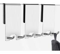 Crochets de douche, lot de 3, crochets pour porte de douche, acier inoxydable, crochets pour serviettes, sans perçage, pour suspendre la porte de douche en verre, argent