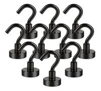 Crochets Magnétiques, 10PCS Crochet Aimanté Néodyme, 16mm Crochet Aimant Puissant, Aimants Super Forts avec Crochets (Noir)