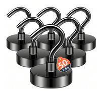 Crochets magnétiques 50 lbs Aimant noir puissant avec crochet pour suspendre des objets lourds Installation facile sans perçage Convient pour réfrigérateur cuisine rangement armoire lieu de travail bu