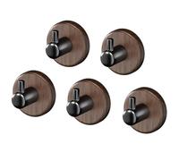 Crochets muraux, Patère En Bois 5 Pièces | Patères murales sans perçage, Base en bois rétro en métal for serviette hapeau, placard de salle de bain