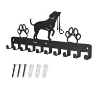 Crochets muraux pour clés de chien et pattes - En métal - Avec 10 crochets - Noir - Pour propriétaires de chiens - Décoration murale en métal - Salle de bain et cuisine