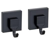 Crochets muraux Vacuum-Loc Quadro, lot de 2, crochets en plastique pour salle de bains, fixation sans perçage, noir