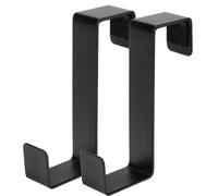 Crochets pour porte d'armoire - Crochets porte-serviettes à fixer au-dessus de la porte - Lot de 2 - Pour la salle de bains et la cuisine - Noir