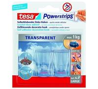 Crochets - TESA - Powerstrip Deco - Transparent - Lot de 2 + 4 crochets Large - 1 kg max