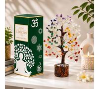 Crocon 7 Chakra Cristal Arbre de Vie Décor Bonsaï Arbre Méditation Bureau Bureau Décor Cristaux de Guérison Pierres pour Cadeaux d'anniversaire pour Femmes Pendaison de Crémaillère Décoration Maison