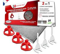 Croisillons carrelage autonivelant 1mm I SHAFFER PRO I Compatible 20mm | Kit 1mm | 200 Clips +100 Cadrans Réutilisables |Carreaux 3-22mm|SHAFFER PRO| Système de Nivellement à Visser | Pose Sol/Mur