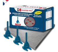 Croisillons carrelage autonivelant 2 mm | 1000 clips 2mm | Shaffer pro | système nivellement à visser | Kit niveleur carrelage | aide à la pose de carreaux pour pose Sols/murs