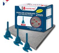 Croisillons carrelage autonivelant 2 mm | 250 clips 2mm | 3-22 mm I Shaffer pro | compatible 20mm I système nivellement à visser | Kit niveleur carrelage | aide à la pose de carreaux pose Sols/murs