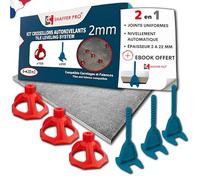 Croisillons carrelage autonivelant 2mm I SHAFFER PRO I Compatible 20mm | Kit 2mm | 200 Clips+100 Cadrans Réutilisables| Carreaux 3-22mm | SHAFFER PRO | Système de Nivellement à Visser| Pose Sol/Mur