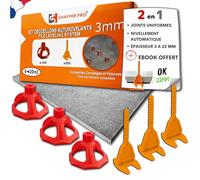 Croisillons carrelage autonivelant 3mm I SHAFFER PRO I Compatible 20mm | Kit 3mm | 200 Clips +100 Cadrans Réutilisables |Carreaux 3-22mm|SHAFFER PRO| Système de Nivellement à Visser | Pose Sol/Mur
