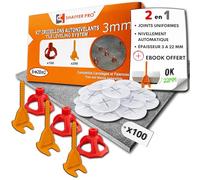 Croisillons carrelage autonivelant 3mm I SHAFFER PRO I Comptatible 20mm | Kit 100 Bagues + 100 cadrans + 200 clips 3mm I Dalle / carreau 3-22 mm I Système nivellement à visser, Pose Sols/murs