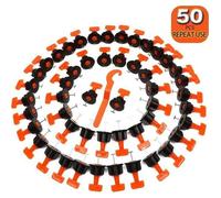 Croisillons niveleur de carrelage - Kit de 50 - Réutilisable - Avec clé spéciale - Pour sols et murs