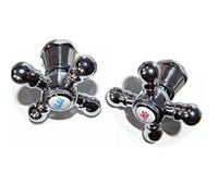 Croisillons pour robinet - RETRO - Pack de 2 pièces - Laiton chromé - Noir - Intérieur