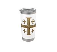 Croix celtique de Jérusalem - Chevalier chrétien nordique Gobelet isotherme en acier inoxydable double paroi