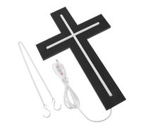 Croix Néon LED USB Murale Noire pour Décoration Intérieure Chrétienne | 30 X 20cm, Plastique, Finition Sûre, Installation Simple, pour Fenêtre et Salon
