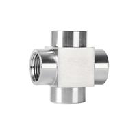 Croix Répartiteur Acier Inoxydable | Raccord croix quatre voies for systèmes de tuyauterie. Options filetage femelle et mâle.(Female BSPP(G),3/8")