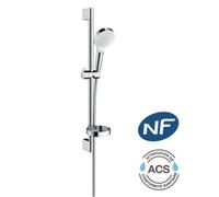 Set de douche Crometta Vario avec barre Unica'Croma 65 cm et porte-savon blanc/chromé - HANSGROHE - 26553400