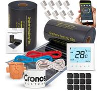 Cronos GRAPHENE : Kit de panneaux chauffants infrarouges à base de graphène, 220 W/m², 50 cm de large - 5 m² + Thermostat Wi-Fi AC605H, blanc