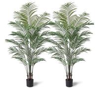 CROSOFMI - Lot de 2 Palmiers d'areca artificiels, Plantes artificielles pour intérieur et extérieur, Feuillage Artificiel et Pot en Plastique pour fête, Bureau, Maison, décoration, 170 cm