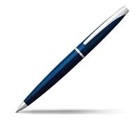 CROSS ATX - Stylo bille bleu translucide avec attributs plaqués chrome / stylo rechargeable - Écrin classique et recharge bille noire incluse
