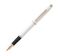 Cross Century II Pearlescent White Lacquer Fountain Pen with Rose-Gold Tone Appointments and Stainless Steel Medium Nib plated with Rose-Gold PVD