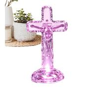 Cross Light - 5.71 Inches, Polystyrene Desktop Night Lamp, Christmas Decor | Button Battery Powered, Compact Low-Light Accent | Decorative Table Lamp for Desk, Bookshelf, Bedside, Office, Dorm, Bedroom