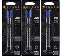 Cross Lot de 3 recharges pour stylo à bille, bleu large, 2 par carte (8100-2)