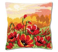 Cross Stitch Cushion Kit, Poppy Meadow, Blanc