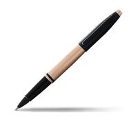 Cross Stylo roller rechargeable Calais présenté dans un coffret cadeau de luxe - Pointe moyenne, encre noire, or rose brossé et noir