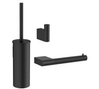 Crosswater MPRO Ensemble d'accessoires pour toilettes - porte-balai de toilettes - patère - porte-rouleau de papier toilette - noir mat SW916875/SW916876/SW916888/