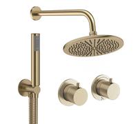 Crosswater MPRO Module ensemble de douche pluie encastré - douche de tête Ø 30 cm - 2 leviers - support fixe - laiton brossé MODSET1F300