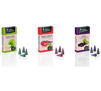 Crottendorfer Lot de 3 paquets de 24 encens en forme de fleur et de fruits - Pomme verte, fraise, vanille et cassis